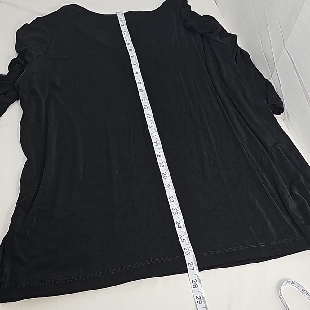 Womens Sz 1X Black Slinky Brand Stretch Colorful Beaded V-neck Made in USA Top - Picture 8 of 11